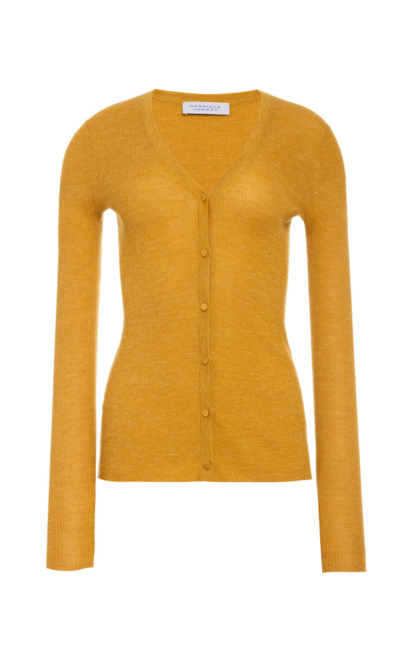 gabriela hearst Aiste Knit Cardigan in Golden Birch Cashmere Silk with Hemp