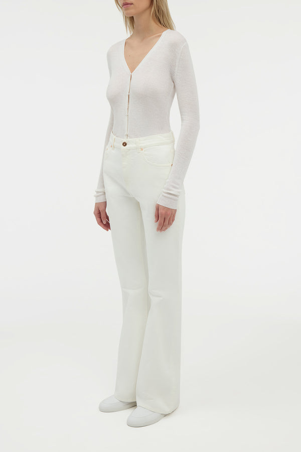 Gabriela Hearst Aiste Knit Cardigan In Ivory Cashmere Silk With Hemp