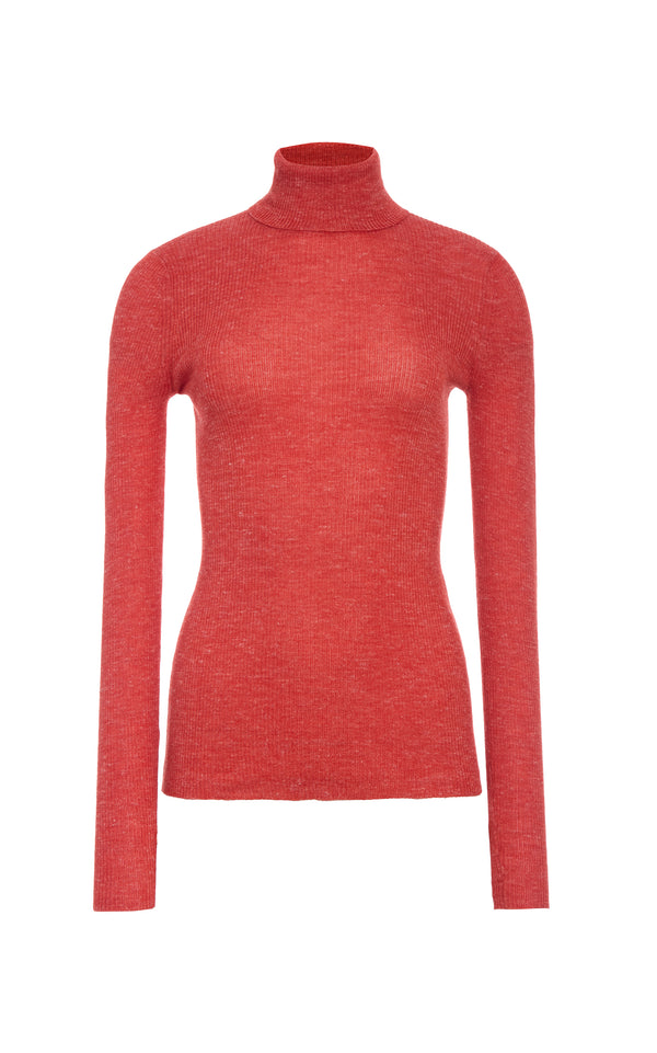 gabriela hearst Aldona Knit Turtleneck in Antelope Orange Cashmere Silk with Hemp