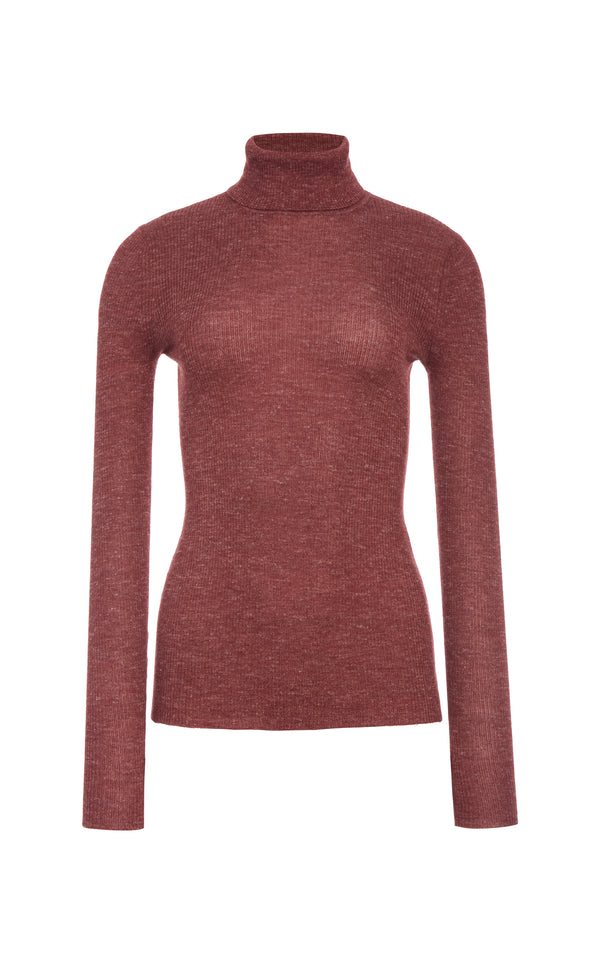 gabriela hearst Aldona Knit Turtleneck in Burnt Sienna Cashmere Silk with Hemp