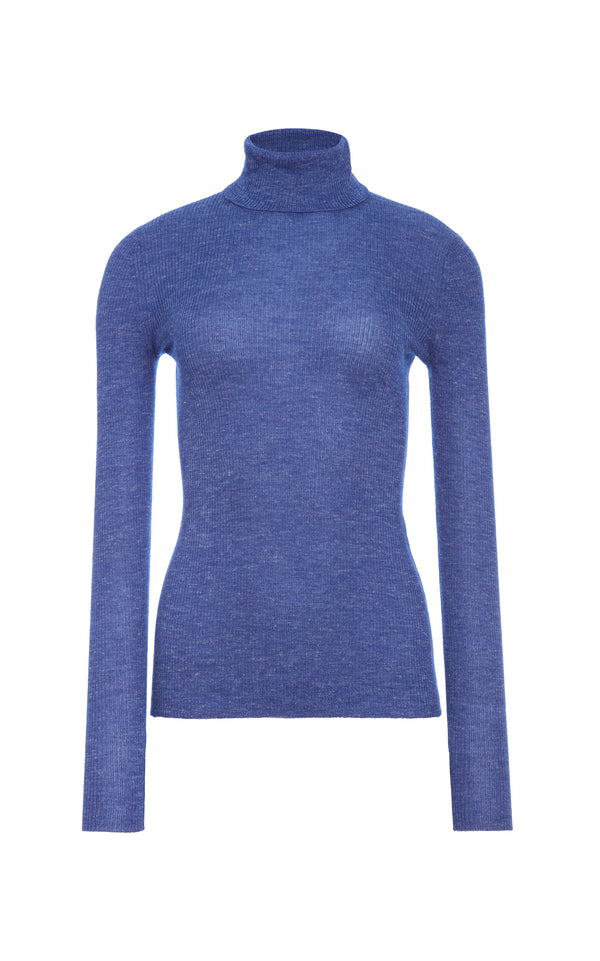 gabriela hearst Aldona Knit Turtleneck in Cobalt Cashmere Silk with Hemp