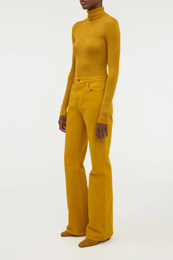 Gabriela Hearst Aldona Knit Turtleneck In Golden Birch Cashmere Silk With Hemp
