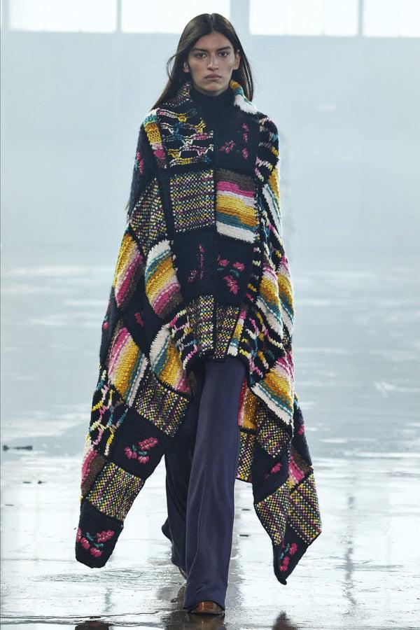 Gabriela Hearst Alec Patchwork Knit Blanket In Dark Navy Multi Welfat Cashmere