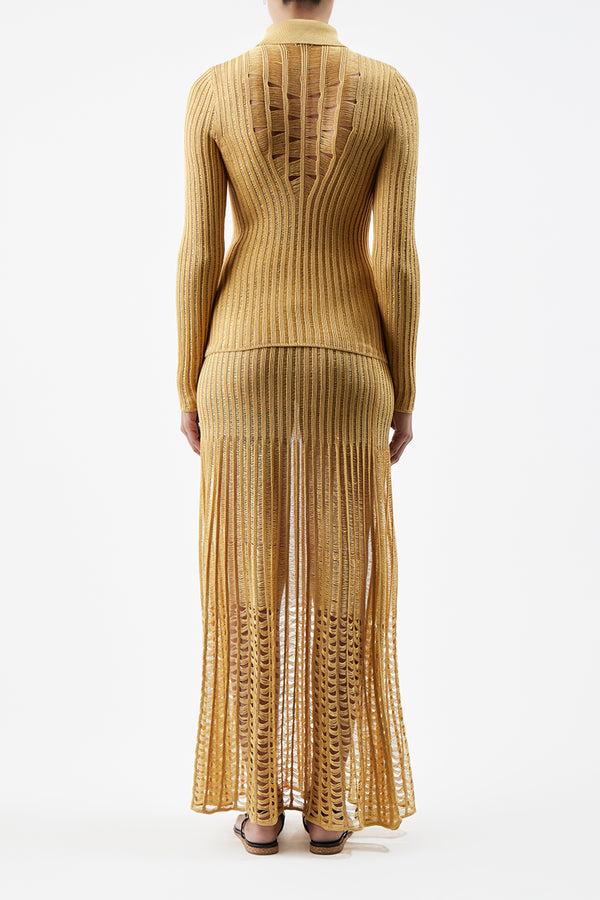Gabriela Hearst Althea Knit Maxi Skirt In Gold Shappe Silk