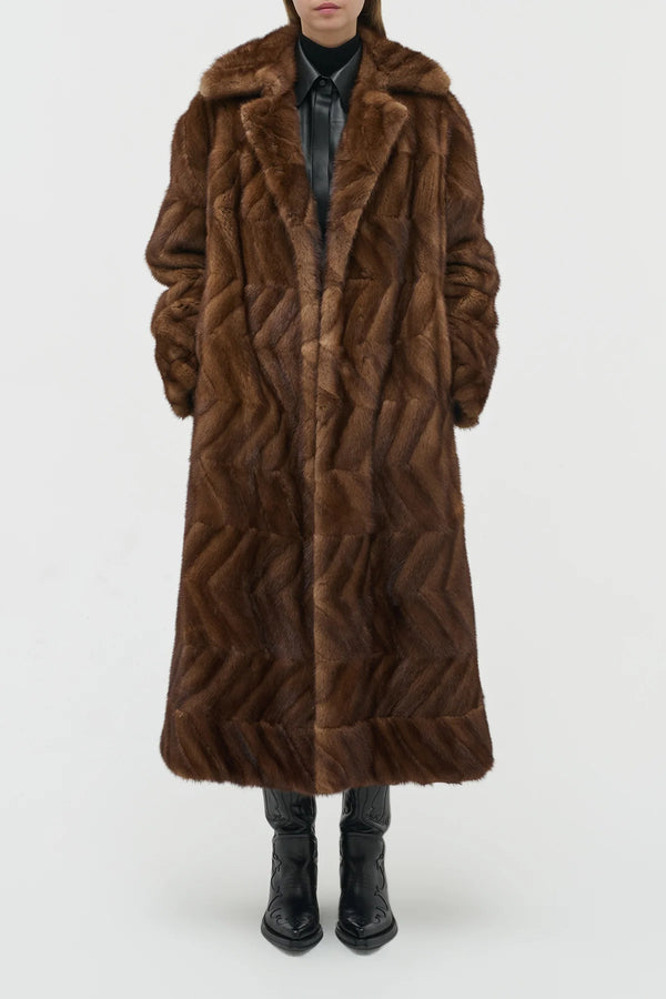 Gabriela Hearst Andal Coat In Mahogany Recycled Mink Fur