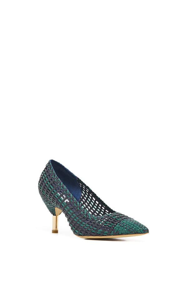Gabriela Hearst Andres Braided Pump In Navy Multi Leather