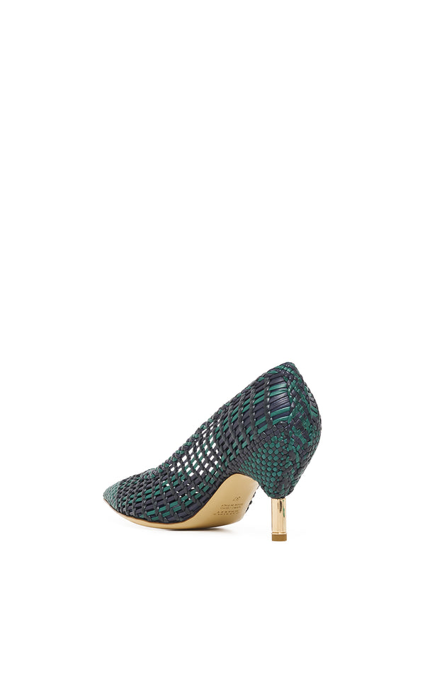 Gabriela Hearst Andres Braided Pump In Navy Multi Leather