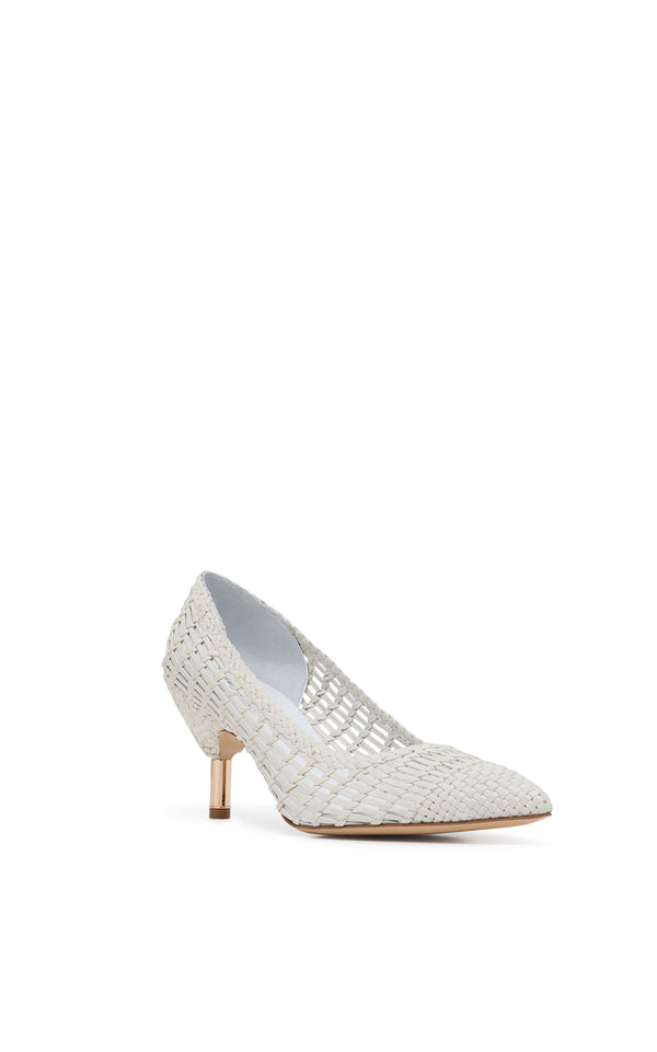 Gabriela Hearst Andres Braided Pump In Pearlized White Leather