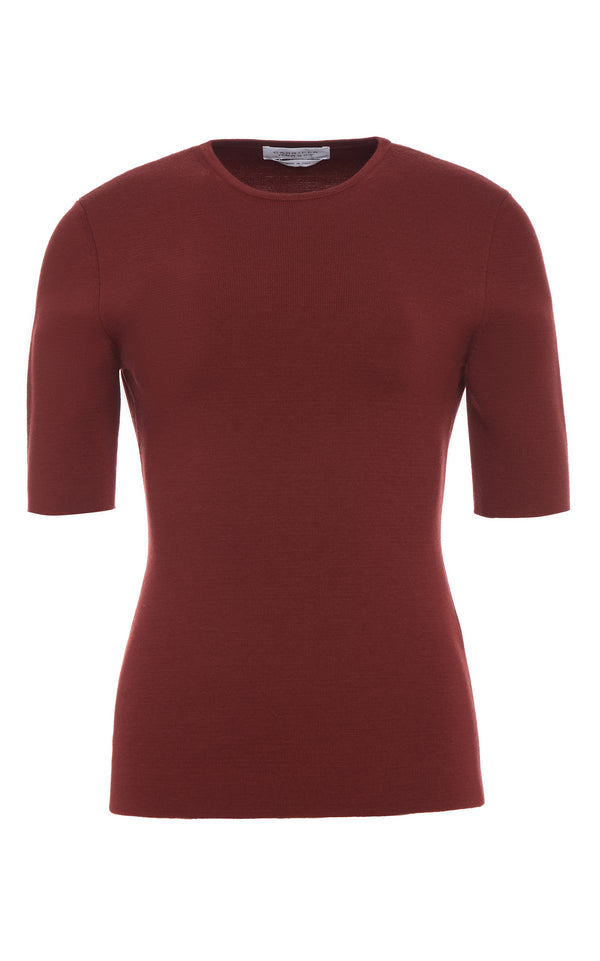 gabriela hearst Andrius Knit Top in Burnt Sienna Merino Wool