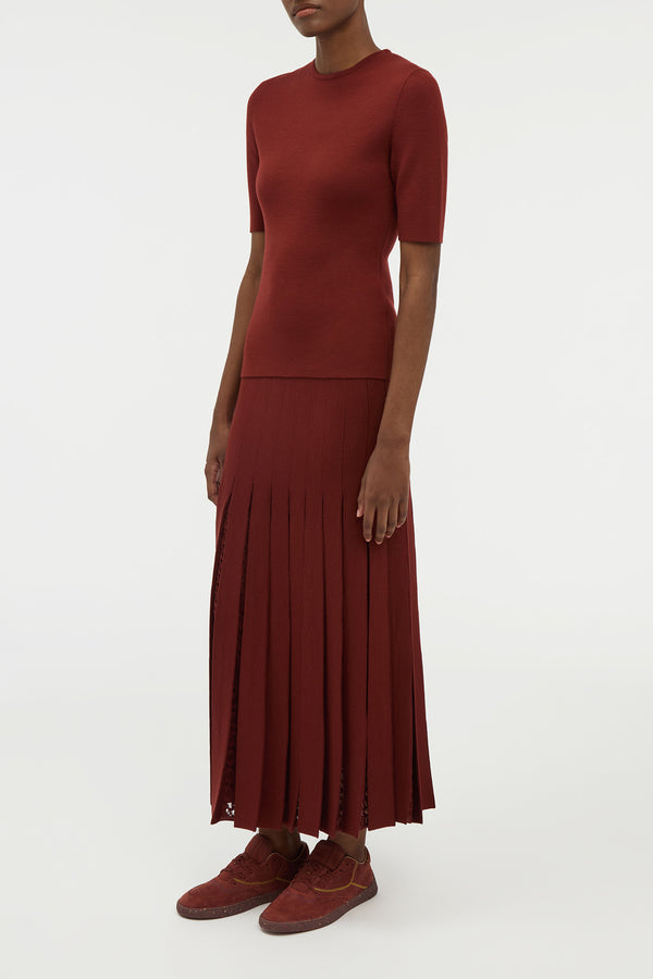 Gabriela Hearst Andrius Knit Top In Burnt Sienna Merino Wool