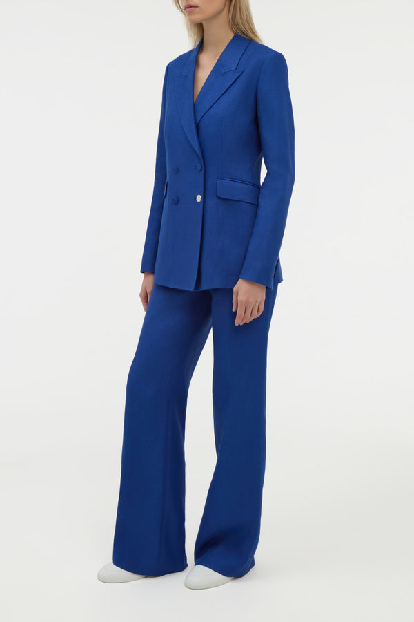 Gabriela Hearst Angela Blazer In Cobalt Linen Twill