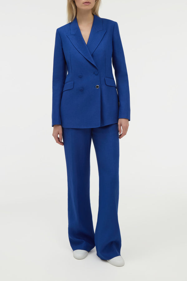 Gabriela Hearst Angela Blazer In Cobalt Linen Twill
