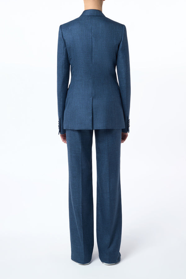 Gabriela Hearst Angela Blazer In Denim Virgin Wool Silk With Linen