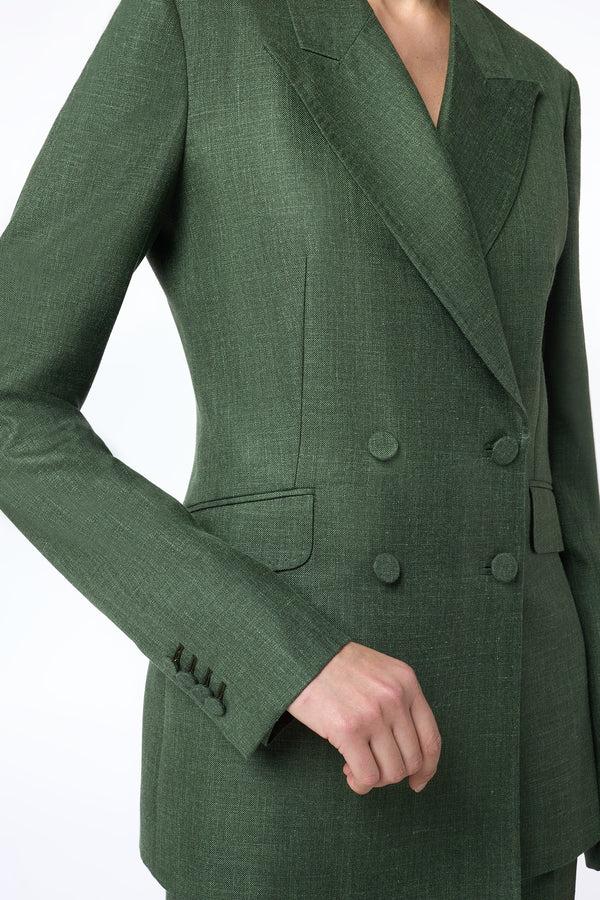 Gabriela Hearst Angela Blazer In Olive Virgin Wool Silk With Linen