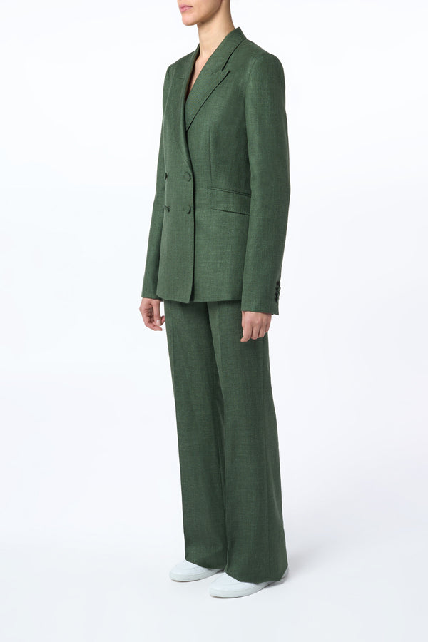 Gabriela Hearst Angela Blazer In Olive Virgin Wool Silk With Linen