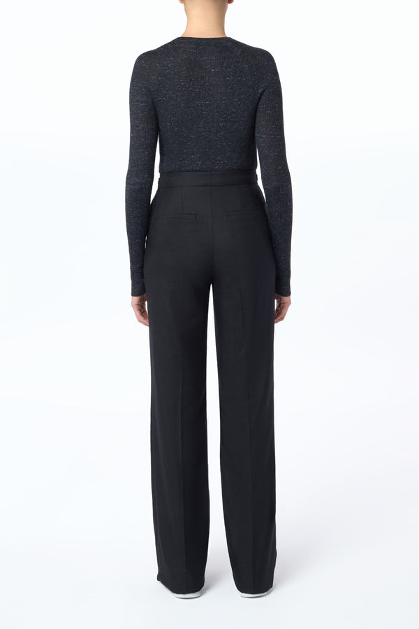 Gabriela Hearst Anges Knit Henley In Black Cashmere Silk With Hemp