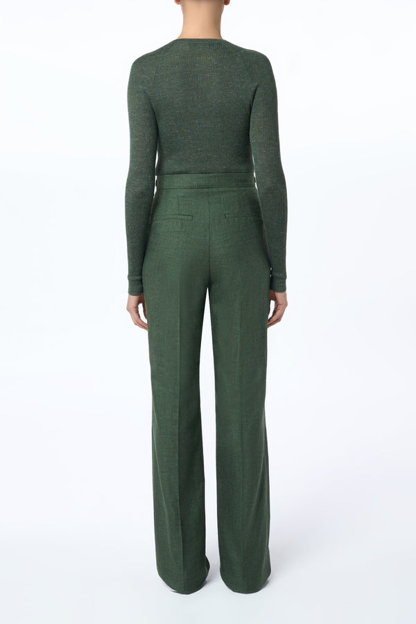 Gabriela Hearst Anges Knit Henley In Olive Cashmere Silk With Hemp