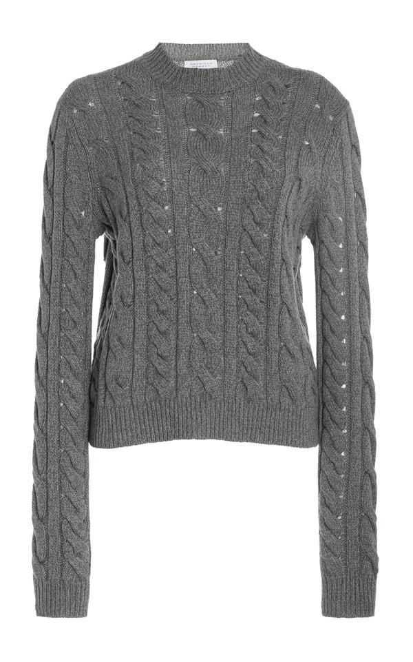 gabriela hearst Anthea Knit Sweater in Dark Grey Multi Cashmere