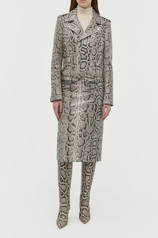 Gabriela Hearst Anton Biker Jacket In Greyscale Inversa™ Snakeskin