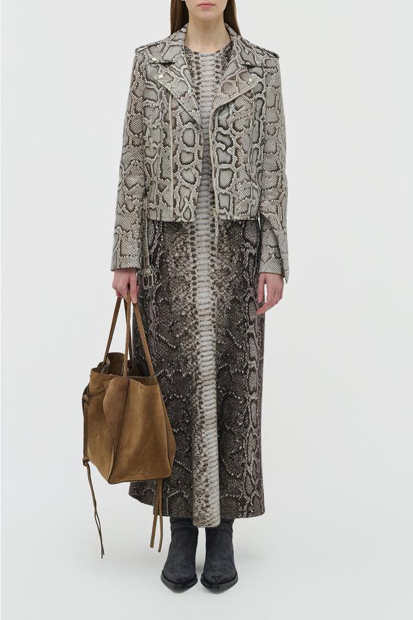 Gabriela Hearst Anton Biker Jacket In Greyscale Inversa™ Snakeskin