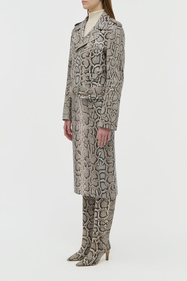 Gabriela Hearst Anton Biker Jacket In Greyscale Inversa™ Snakeskin