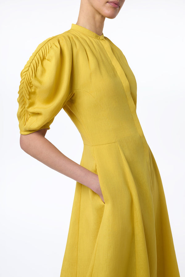 Gabriela Hearst Arabella Shirtdress In Goldenrod Aloe Linen