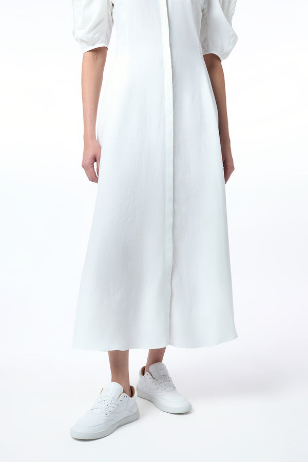 Gabriela Hearst Arabella Shirtdress In White Aloe Linen
