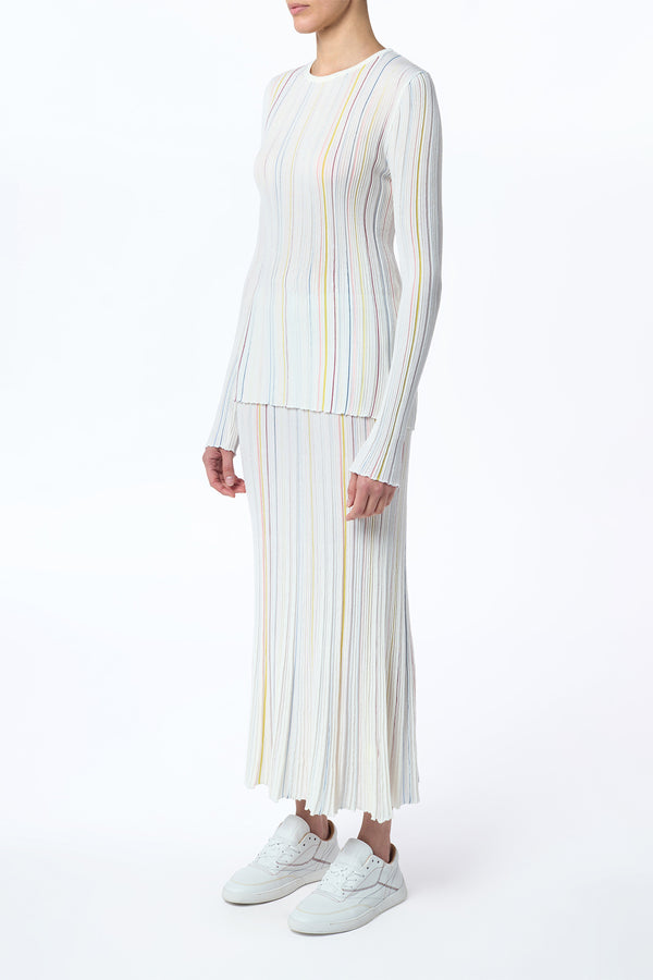 Gabriela Hearst Augie Pinstripe Knit Sweater In Ivory Multi Merino Wool