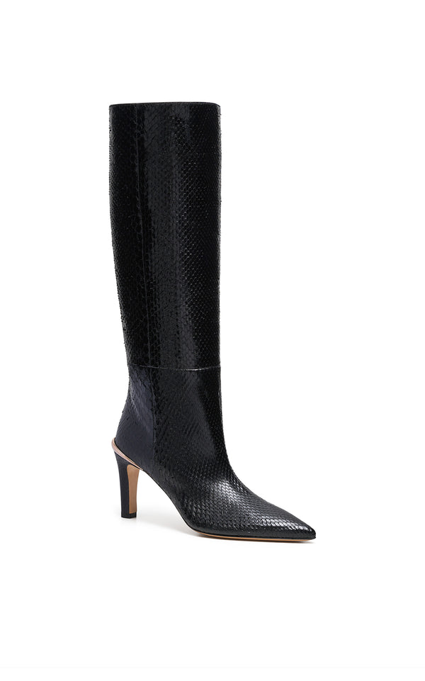Gabriela Hearst Aura High Heel Stiletto Tall Boot In Black Snakeskin