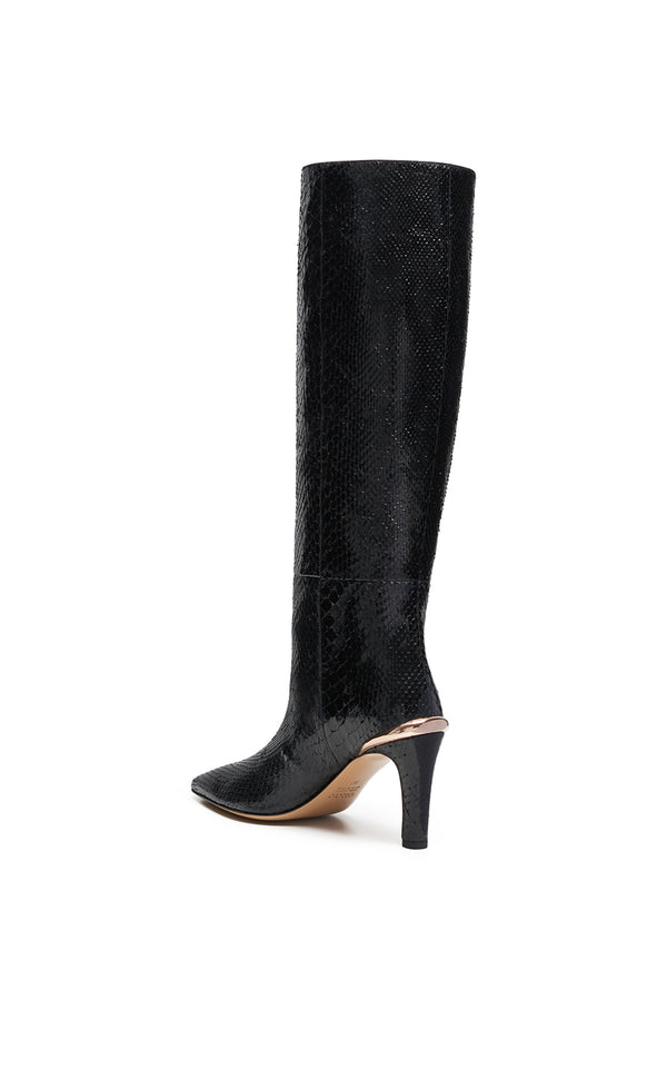 Gabriela Hearst Aura High Heel Stiletto Tall Boot In Black Snakeskin