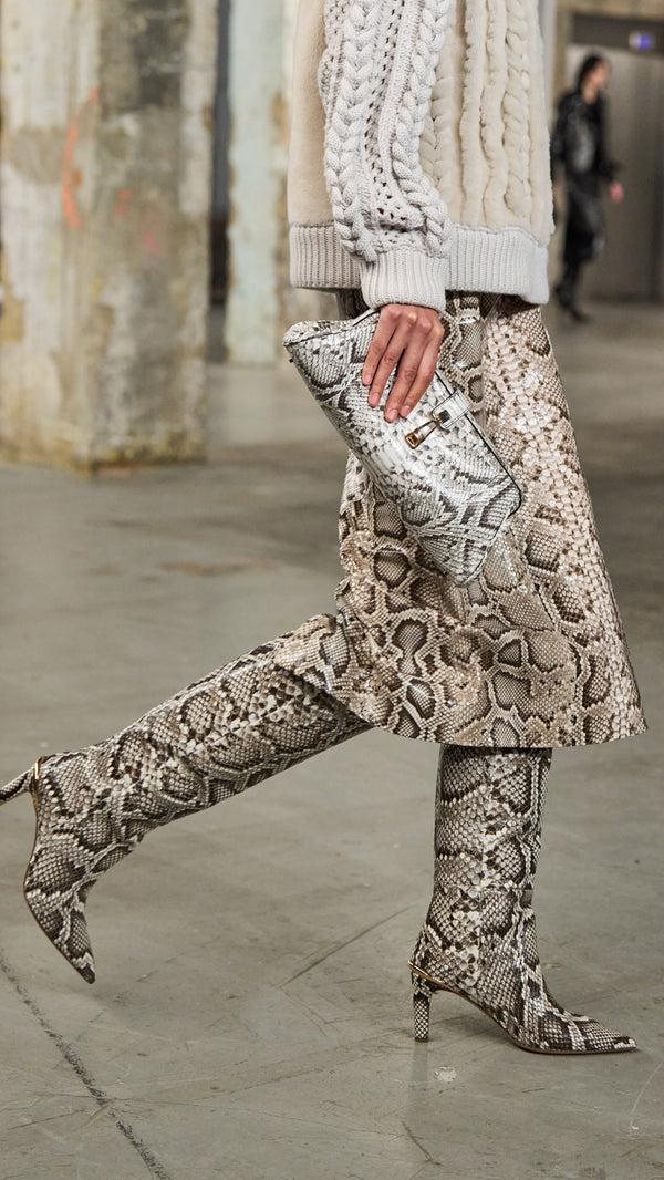 Gabriela Hearst Aura High Heel Stiletto Tall Boot In Black & White Inversa™ Snakeskin