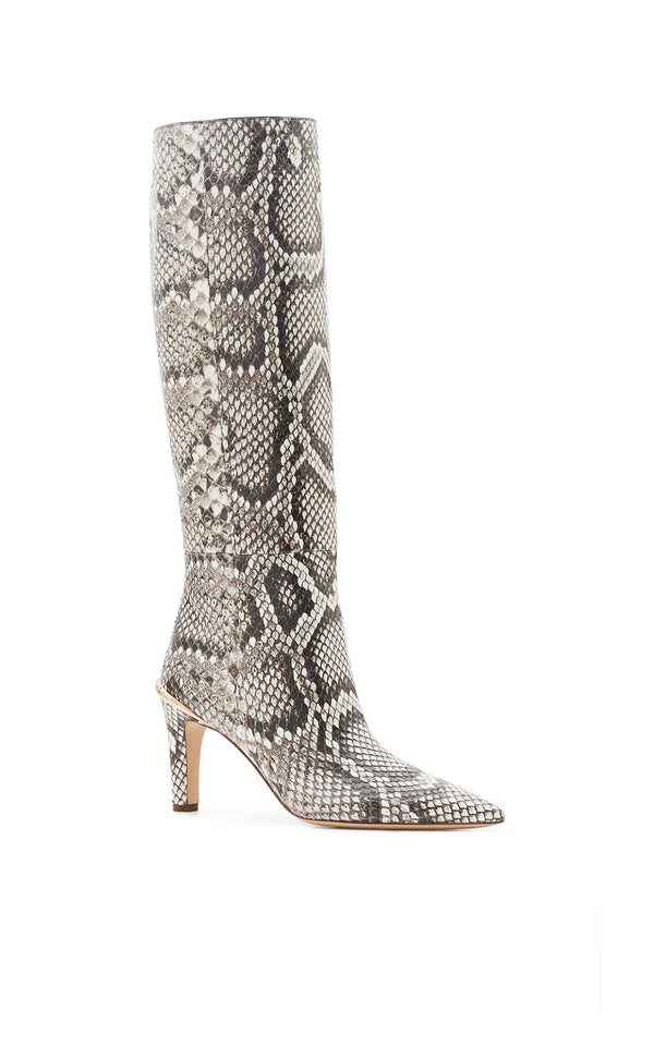 Gabriela Hearst Aura High Heel Stiletto Tall Boot In Black & White Inversa™ Snakeskin