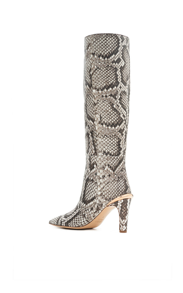 Gabriela Hearst Aura High Heel Stiletto Tall Boot In Black & White Inversa™ Snakeskin