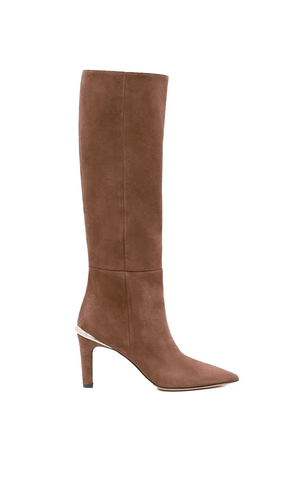 gabriela hearst Aura High Heel Stiletto Tall Boot in Dark Sand Suede