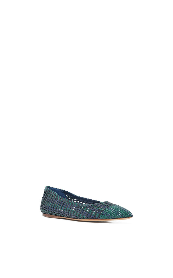 Gabriela Hearst Aurora Braided Flat Shoe In Navy Multi Leather