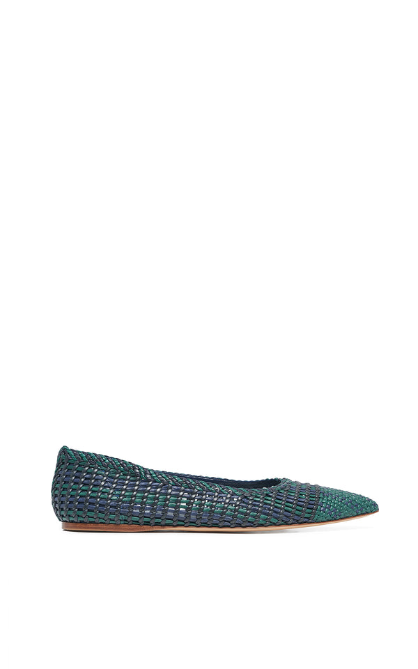 gabriela hearst Aurora Braided Flat Shoe in Navy Multi Leather