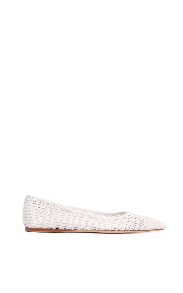 gabriela hearst Aurora Braided Flat Shoe in Pearlized White Leather