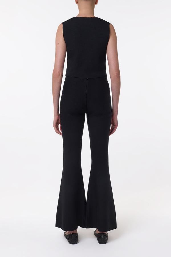 Gabriela Hearst Ayala Flare Cropped Knit Pant In Black Merino Wool Cashmere