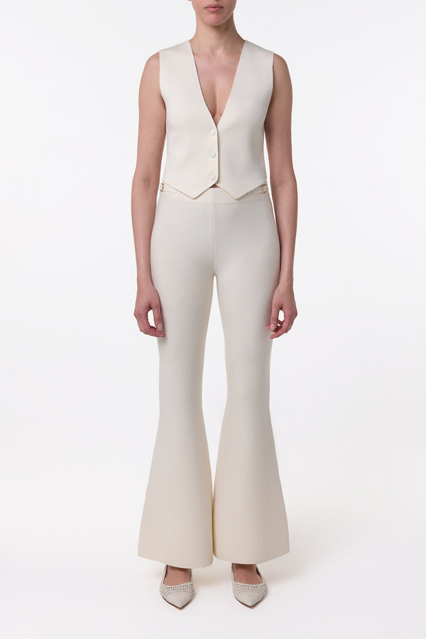 Gabriela Hearst Ayala Flare Cropped Knit Pant In Ivory Merino Wool Cashmere