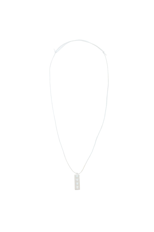 Gabriela Hearst Bar Necklace In Platinum With Pearls