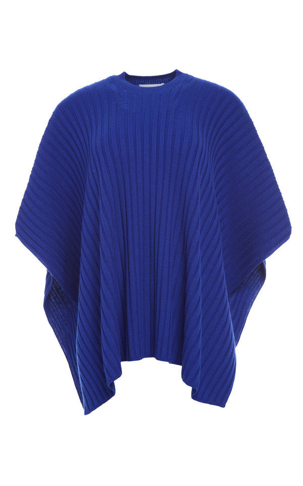 gabriela hearst Baron Knit Cropped Poncho in Cobalt Merino Wool Cashmere