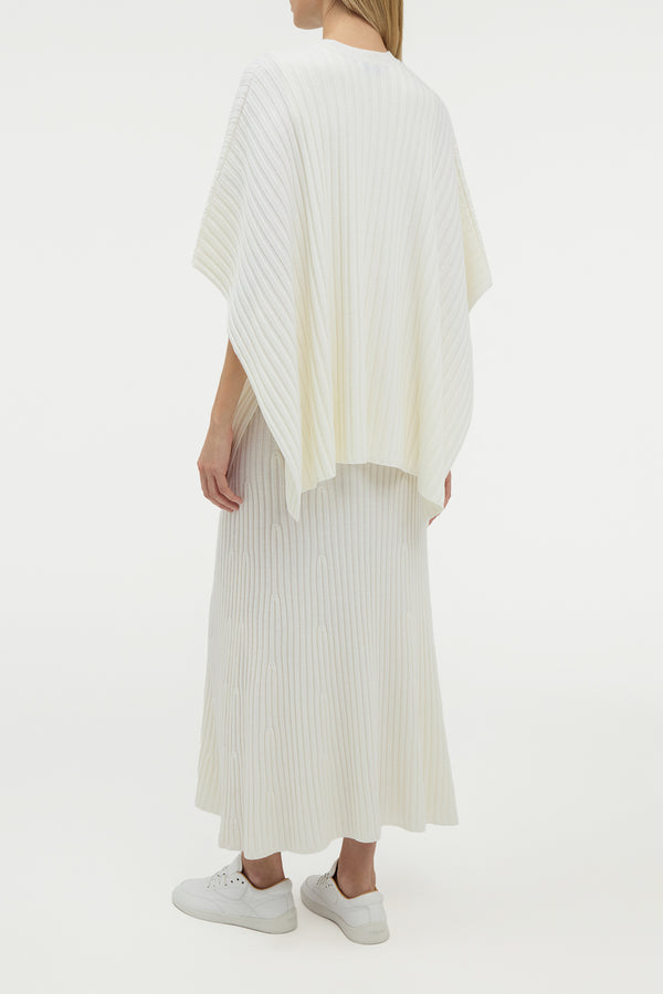 Gabriela Hearst Baron Knit Cropped Poncho In Ivory Merino Wool Cashmere