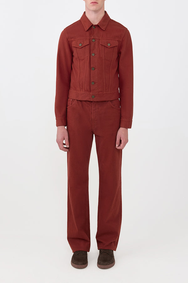 Gabriela Hearst Barry Trucker In Burnt Sienna Recycled Cotton Denim