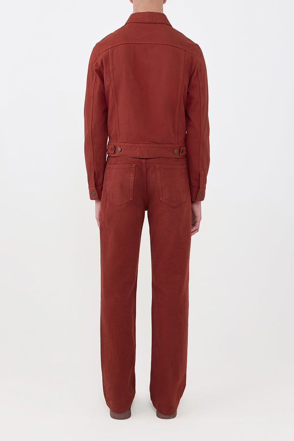 Gabriela Hearst Barry Trucker In Burnt Sienna Recycled Cotton Denim