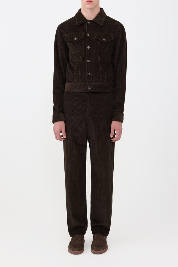 Gabriela Hearst Barry Trucker In Chocolate Cashmere Corduroy