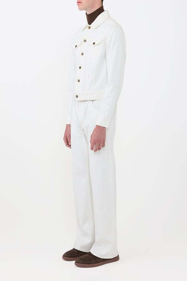 Gabriela Hearst Barry Trucker In White Recycled Cotton Denim