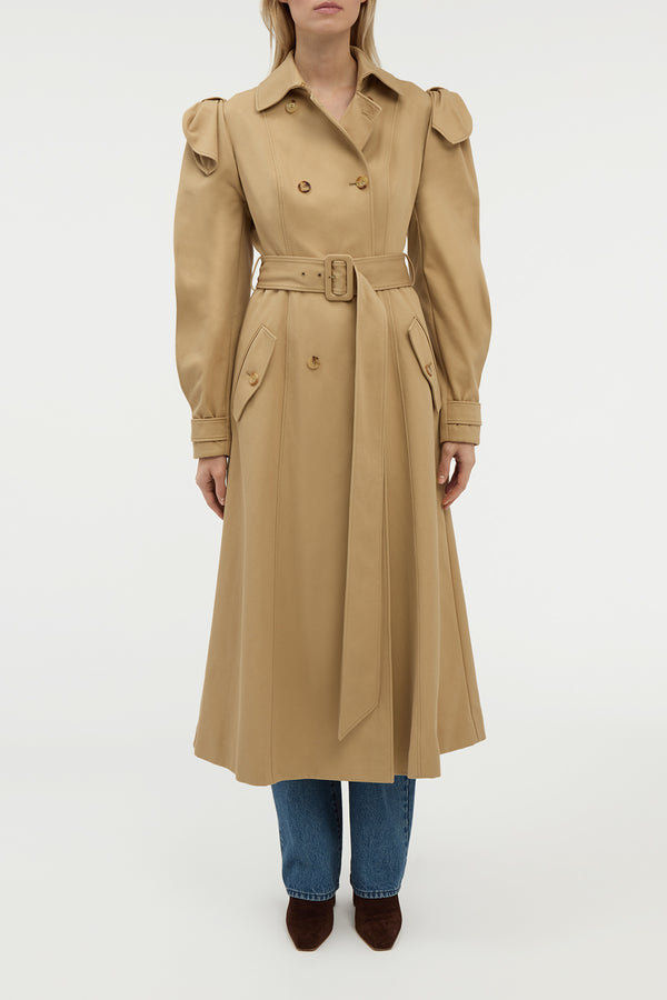 Gabriela Hearst Benedict Trench Coat In Camel Sea Island Cotton Twill