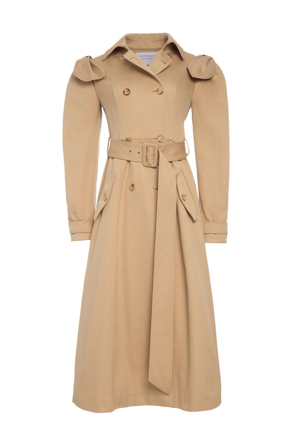 gabriela hearst Benedict Trench Coat in Camel Sea Island Cotton Twill
