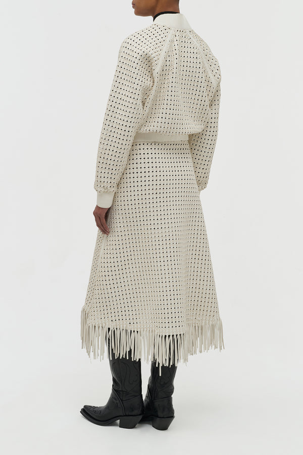 Gabriela Hearst Bennie Midi Skirt In White Woven Leather