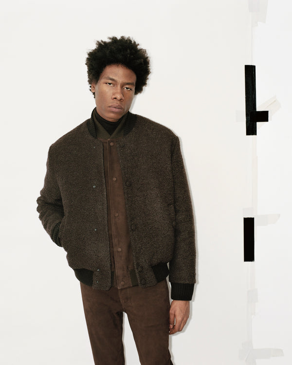 Gabriela Hearst Brandon Bomber In Chocolate Recycled Cashmere Boucle